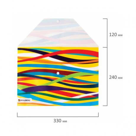 Папка-конверт с кнопкой BRAUBERG Экспрессия, А4, до 100 листов, разноцветные полосы, 0,18 мм, 221426, (12 шт.) - фото 7