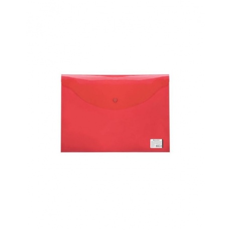 Папка-конверт с кнопкой BRAUBERG, А4, до 100 листов, прозрачная, красная, 0,15 мм, 221636, (45 шт.) - фото 2