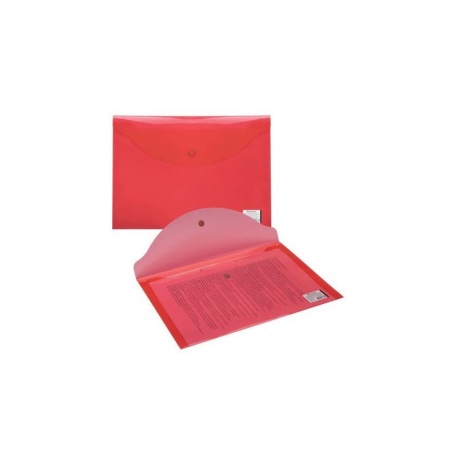 Папка-конверт с кнопкой BRAUBERG, А4, до 100 листов, прозрачная, красная, 0,15 мм, 221636, (45 шт.) - фото 5