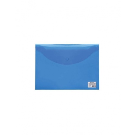 Папка-конверт с кнопкой BRAUBERG, А4, до 100 листов, прозрачная, синяя, 0,15 мм, 221637, (45 шт.) - фото 2