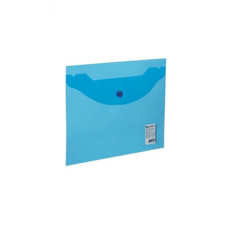 Папка-конверт с кнопкой МАЛОГО ФОРМАТА (240х190 мм), А5, прозрачная, синяя, 0,15 мм, BRAUBERG, 224027, (50 шт.) - фото 1
