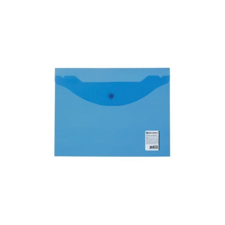 Папка-конверт с кнопкой МАЛОГО ФОРМАТА (240х190 мм), А5, прозрачная, синяя, 0,15 мм, BRAUBERG, 224027, (50 шт.) - фото 2