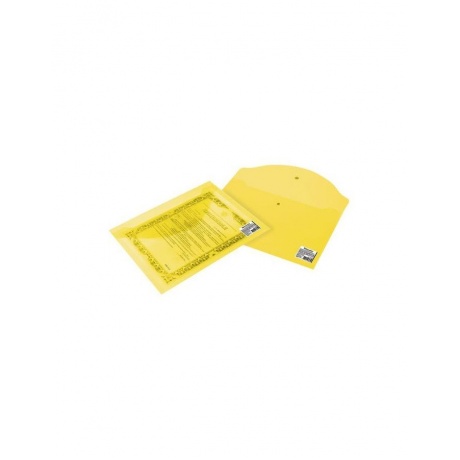 Папка-конверт с кнопкой МАЛОГО ФОРМАТА (240х190 мм), А5, прозрачная, желтая, 0,15 мм, BRAUBERG, 224028, (50 шт.) - фото 5