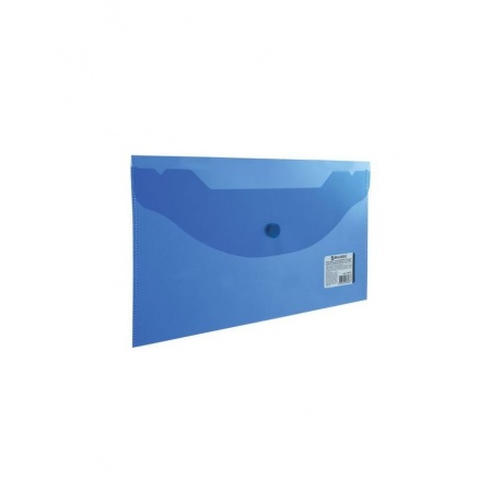 Папка-конверт с кнопкой МАЛОГО ФОРМАТА (250х135 мм), прозрачная, синяя, 0,15 мм, BRAUBERG, 224031, (50 шт.) - фото 1
