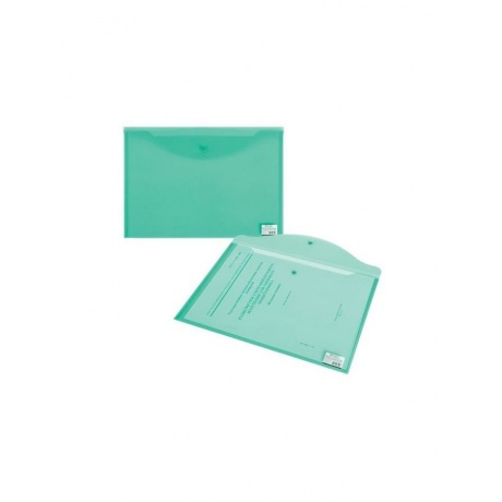 Папка-конверт с кнопкой БОЛЬШОГО ФОРМАТА (310х430 мм), А3, прозрачная, зеленая, 0,18 мм, BRAUBERG, 224033, (20 шт.) - фото 5