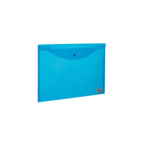 Папка-конверт с кнопкой БОЛЬШОГО ФОРМАТА (310х430 мм), А3, прозрачная, синяя, 0,18 мм, BRAUBERG, 224034, (20 шт.) - фото 1