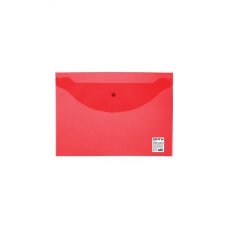 Папка-конверт с кнопкой STAFF, А4, до 100 листов, прозрачная, красная, 0,12 мм, 225172, (50 шт.) - фото 2