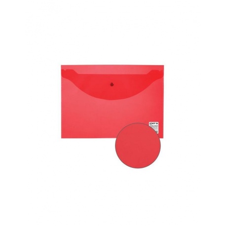 Папка-конверт с кнопкой STAFF, А4, до 100 листов, прозрачная, красная, 0,12 мм, 225172, (50 шт.) - фото 6