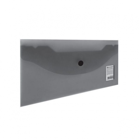 Папка-конверт с кнопкой МАЛОГО ФОРМАТА (250х135 мм), черная, 0,18 мм, BRAUBERG, 227315, (50 шт.) - фото 1