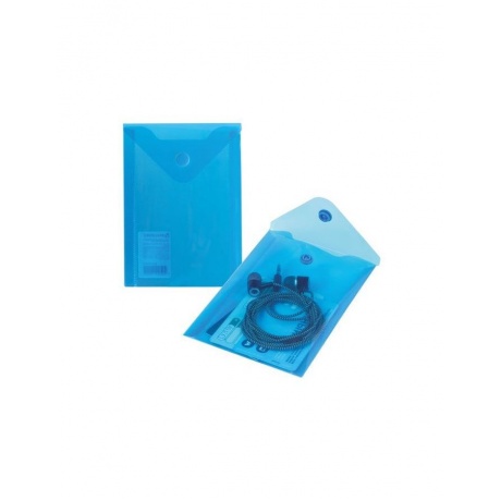 Папка-конверт с кнопкой МАЛОГО ФОРМАТА (105х148 мм), А6, синяя, 0,18 мм, BRAUBERG, 227317, (40 шт.) - фото 5