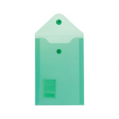 Папка-конверт с кнопкой МАЛОГО ФОРМАТА (105х148 мм), А6, зеленая, 0,18 мм, BRAUBERG, 227318, (40 шт.) - фото 3