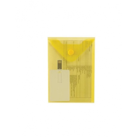 Папка-конверт с кнопкой МАЛОГО ФОРМАТА (105х148 мм), А6, желтая, 0,18 мм, BRAUBERG, 227319, (40 шт.) - фото 7