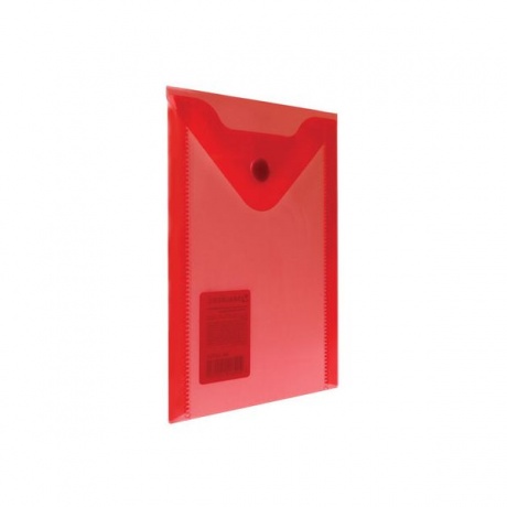Папка-конверт с кнопкой МАЛОГО ФОРМАТА (105х148 мм), А6, красная, 0,18 мм, BRAUBERG, 227320, (40 шт.) - фото 1