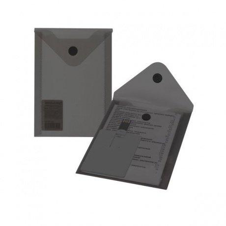 Папка-конверт с кнопкой МАЛОГО ФОРМАТА (105х148 мм), А6, черная, 0,18 мм, BRAUBERG, 227322, (40 шт.) - фото 5