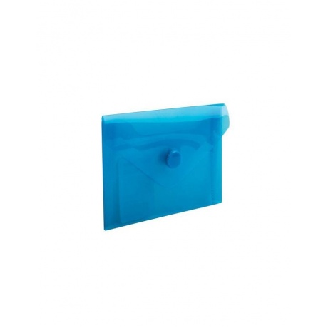 Папка-конверт с кнопкой МАЛОГО ФОРМАТА (74х105 мм), А7 (для дисконтных, банковских карт, визиток) прозр, синяя, 0,18 мм, BRAUBERG, 227323, (40 шт.) - фото 1