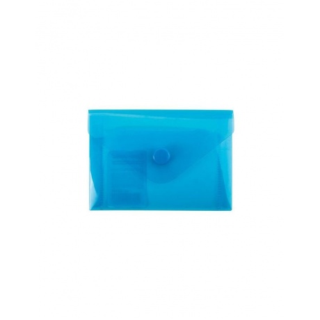 Папка-конверт с кнопкой МАЛОГО ФОРМАТА (74х105 мм), А7 (для дисконтных, банковских карт, визиток) прозр, синяя, 0,18 мм, BRAUBERG, 227323, (40 шт.) - фото 2