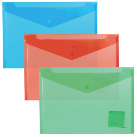 Папка-конверт с кнопкой ERICH KRAUSE Envelope, А4, до 100 листов, тонированная, ассорти, 0,18 мм, 42931 - фото 2