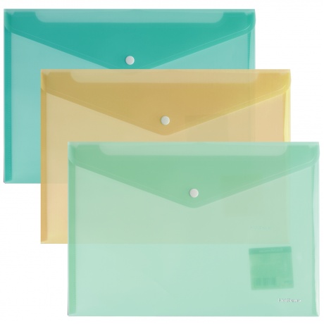 Папка-конверт с кнопкой ERICH KRAUSE Envelope, А4, до 100 листов, тонированная, пастель ассорти, 0,18 мм, 42936 - фото 2