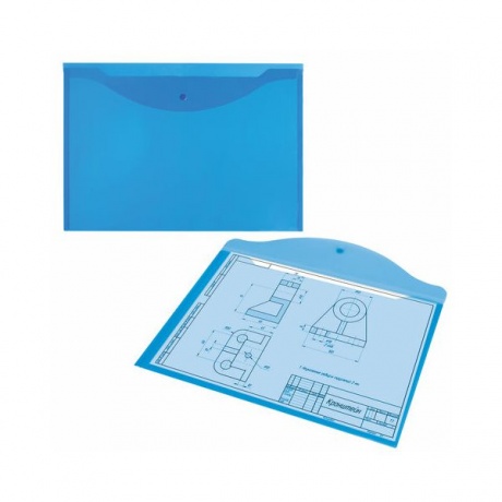 228666, (цена за 20 шт.) Папка-конверт с кнопкой БОЛЬШОГО ФОРМАТА (300х430 мм), А3, прозрачная, синяя, 0,15 мм, STAFF - фото 6