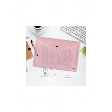270476, Папка-конверт с кнопкой BRAUBERG Pastel, А4, до 100 листов, непрозрачная, персиковая, 0,18 мм, 270476 - фото 8