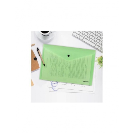 270477, Папка-конверт с кнопкой BRAUBERG Pastel, А4, до 100 листов, непрозрачная, мятная, 0,18 мм, 270477 - фото 8