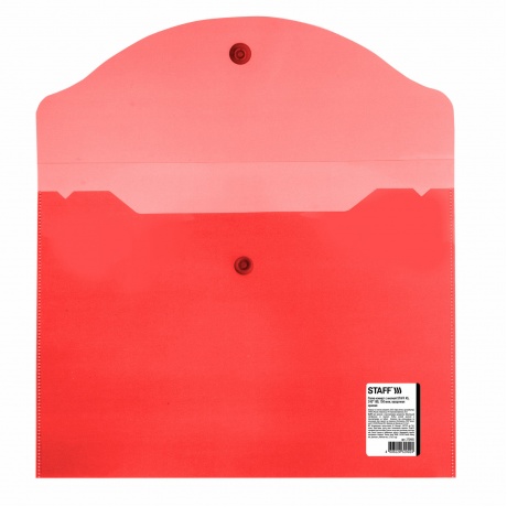 270465, (цена за 10 шт.) Папка-конверт с кнопкой МАЛОГО ФОРМАТА (240х190 мм), А5, прозрачная, красная, 0,15 мм, STAFF, 270465 - фото 3