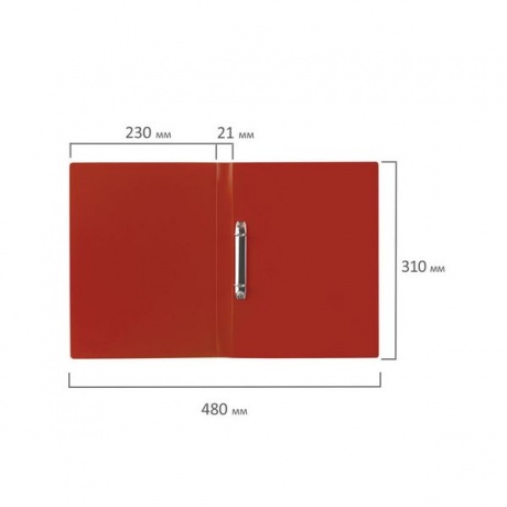 Папка на 2 кольцах STAFF, 21 мм, красная, до 80 листов, 0,5 мм, 225718, (9 шт.) - фото 8