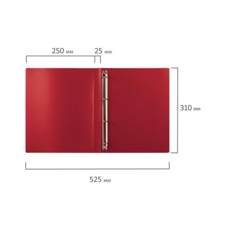 Папка на 4 кольцах STAFF, 25 мм, красная, до 120 листов, 0,5 мм, 225726, (7 шт.) - фото 8