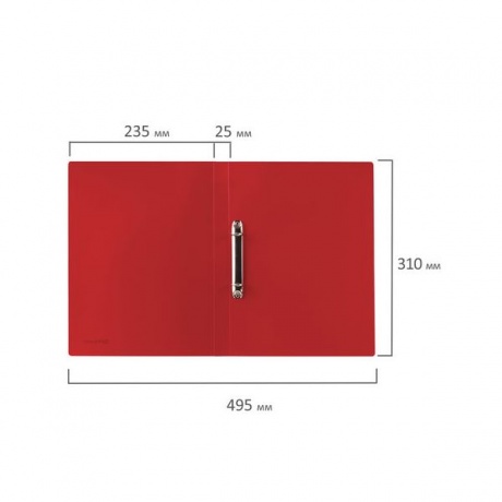 Папка на 2 кольцах BRAUBERG Office, 25 мм, красная, до 170 листов, 0,5 мм, 227496, (10 шт.) - фото 8