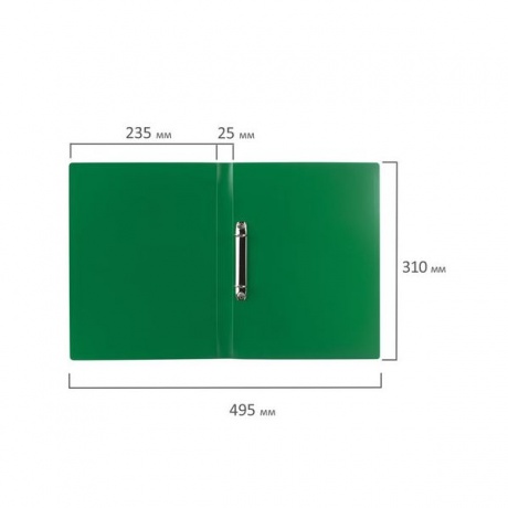Папка на 2 кольцах BRAUBERG Office, 25 мм, зеленая, до 170 листов, 0,5 мм, 227497, (10 шт.) - фото 8