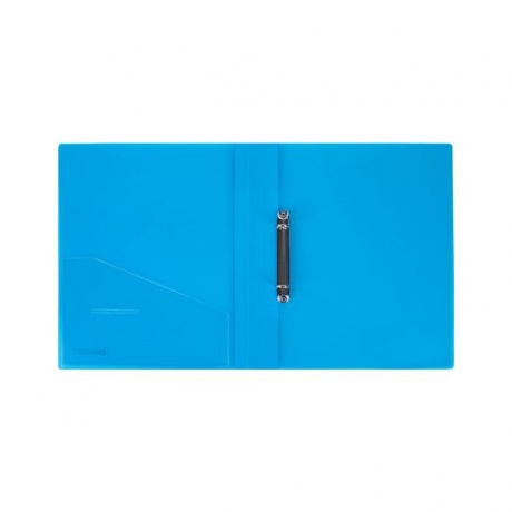Папка на 2 кольцах BRAUBERG Диагональ, 25 мм, внутренний карман, тонированная синяя, до 170 листов, 0,7 мм, 227504 - фото 3