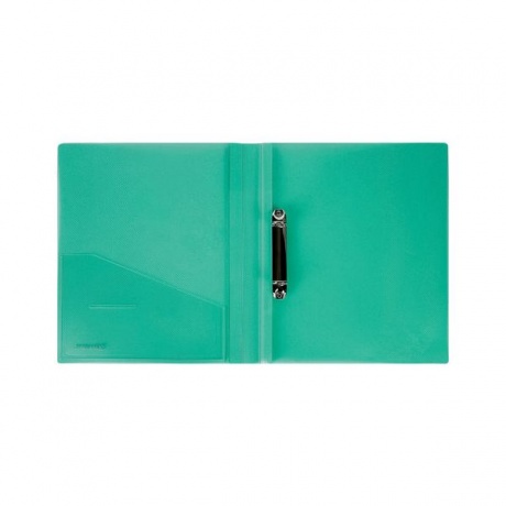 Папка на 2 кольцах BRAUBERG Диагональ, 25 мм, внутренний карман, тонированная зеленая, до 170 листов, 0,7 мм, 227505 - фото 3