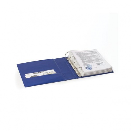 Папка на 4 кольцах с передним прозрачным карманом BRAUBERG, картон/ПВХ, 75мм, синяя, до 500л - фото 7