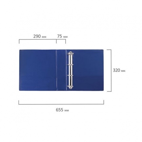 Папка на 4 кольцах с передним прозрачным карманом BRAUBERG, картон/ПВХ, 75мм, синяя, до 500л - фото 8
