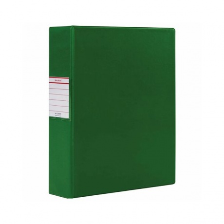 Папка на 2 кольцах BRAUBERG, картон/ПВХ, 75мм, зеленая, до 500 листов (удвоенный срок службы - фото 1