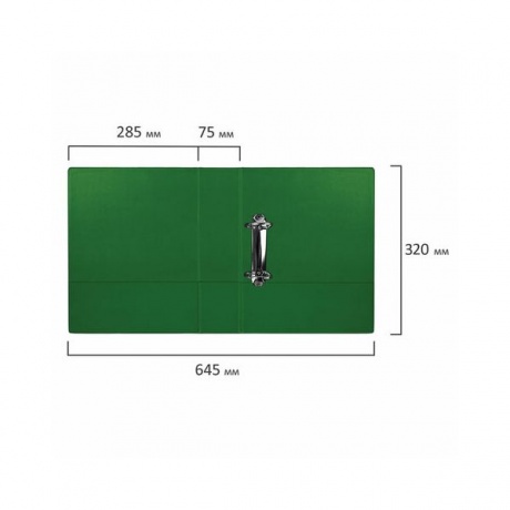 Папка на 2 кольцах BRAUBERG, картон/ПВХ, 75мм, зеленая, до 500 листов (удвоенный срок службы - фото 10