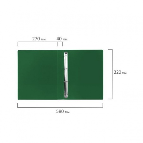 Папка на 4 кольцах BRAUBERG, картон/ПВХ, 40мм, зеленая, до 250 листов(удвоенный срок службы) - фото 10
