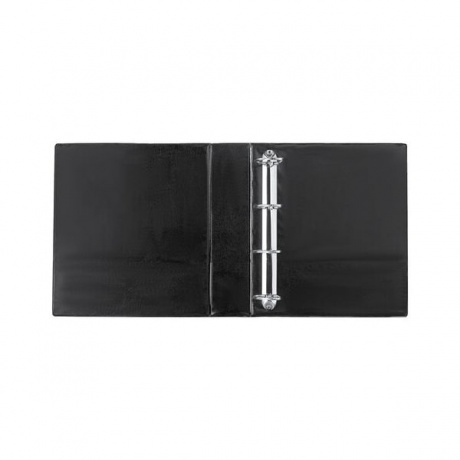 Папка на 4 кольцах с передним прозрачным карманом BRAUBERG, картон/ПВХ, 75мм, черная, до 500 - фото 3