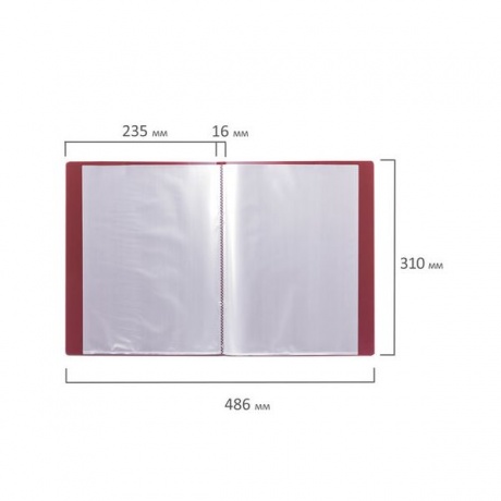 Папка 20 вкладышей BRAUBERG стандарт, красная, 0,6 мм, 221594, (10 шт.) - фото 8
