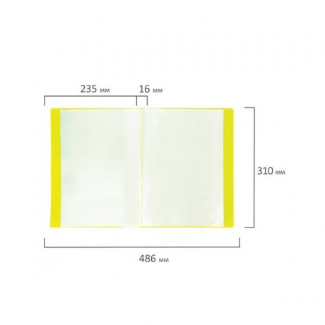 Папка 20 вкладышей BRAUBERG Neon, 16 мм, неоновая желтая, 700 мкм, 227449, (6 шт.) - фото 8