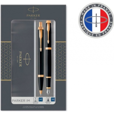 

Набор ручек Parker IM Core FK221 (CW2093216) Black GT M сталь нержавеющая подар.кор. ручка перьевая, ручка шариковая сменный стержень 1стерж. стреловидный пиш. наконечник кругл. телескопич.корпус