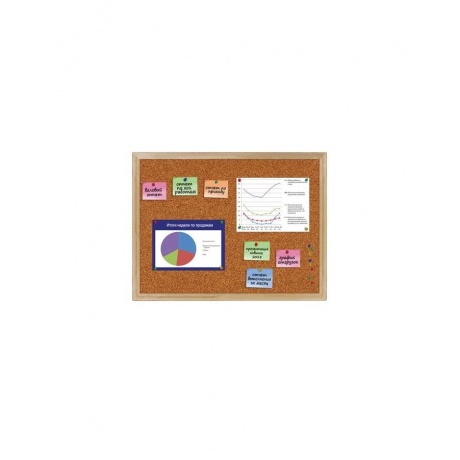 Доска пробковая для объявлений (45х60 см), деревянная рамка, BRAUBERG, 236859 - фото 2