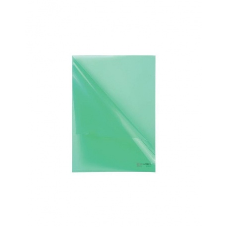 Папка-уголок жесткая BRAUBERG, зеленая, 0,15 мм, 221639, (60 шт.) - фото 2