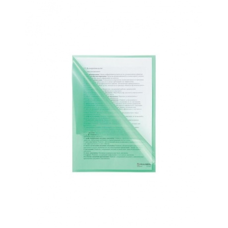 Папка-уголок жесткая BRAUBERG, зеленая, 0,15 мм, 221639, (60 шт.) - фото 3