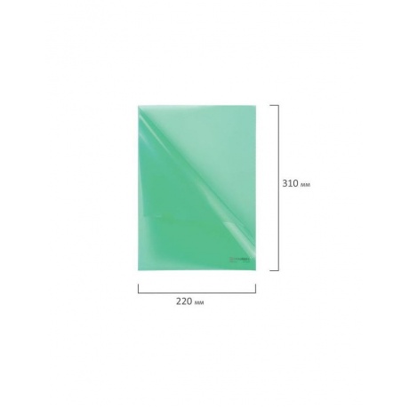 Папка-уголок жесткая BRAUBERG, зеленая, 0,15 мм, 221639, (60 шт.) - фото 6