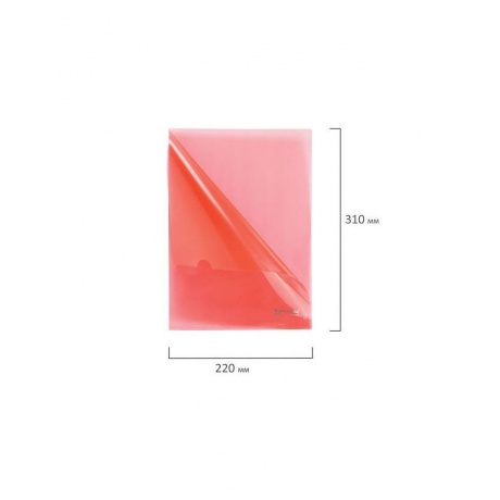 Папка-уголок жесткая BRAUBERG, красная, 0,15 мм, 221640, (60 шт.) - фото 6