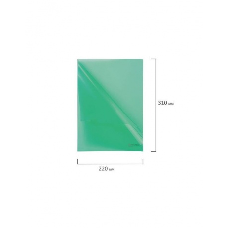 Папка-уголок BRAUBERG, зеленая, 0,10 мм, 223965, (50 шт.) - фото 6