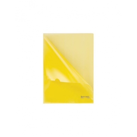 Папка-уголок жесткая BRAUBERG, желтая, 0,15 мм, 223968, (60 шт.) - фото 2