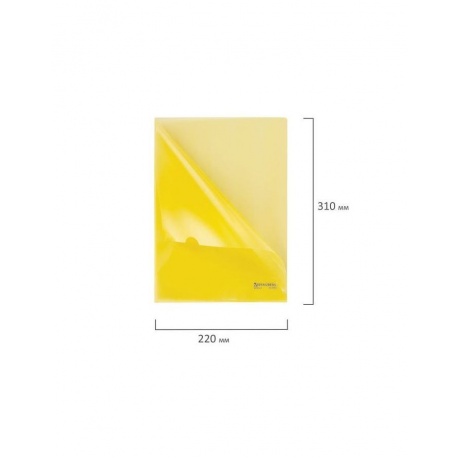 Папка-уголок жесткая BRAUBERG, желтая, 0,15 мм, 223968, (60 шт.) - фото 6