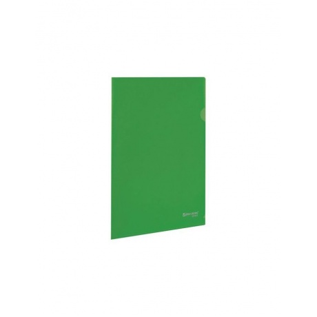 Папка-уголок жесткая, непрозрачная BRAUBERG, зеленая, 0,15 мм, 224881, (40 шт.) - фото 1